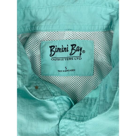 Bimini Bay Vented Fishing Shirt Men S Aqua Blue Short Sleeve Outdoor Quick‎ Dry - Picture 3 of 8
